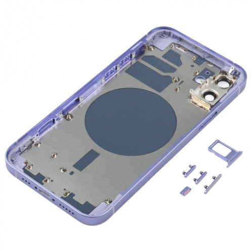 Housse de boîtier arrière avec plateau de carte SIM et lentille de caméra pour iPhone 12 (violet) SH78PL190-06