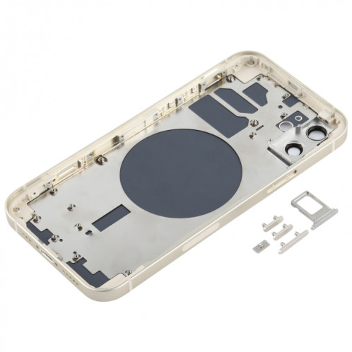 Couvercle arrière du boîtier avec plateau pour carte SIM, touches latérales et objectif de l'appareil photo pour iPhone 12 (blanc) SH78WL1287-06