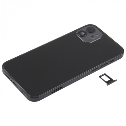 Couverture arrière de la batterie (avec touches latérales et plateau de carte et puissance + Volume Flex Câble et module de chargement sans fil) pour iPhone 12 SH88BL1871-06