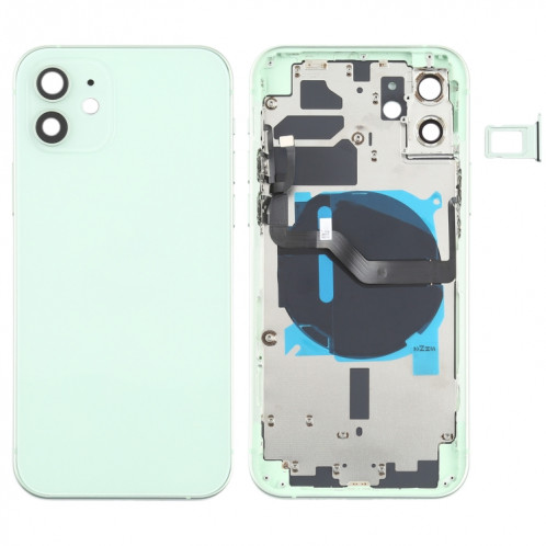 Couverture arrière de la batterie (avec touches latérales et plateau de carte et puissance + Volume Flex Câble et module de chargement sans fil) pour iPhone 12 SH88GL1162-06