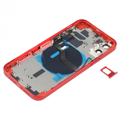 Couverture arrière de la batterie (avec touches latérales et plateau de carte et puissance + Volume Flex Câble et module de chargement sans fil) pour iPhone 12 SH88RL474-06