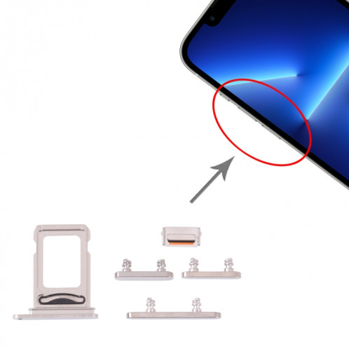 Plateau de carte SIM + plateau de carte SIM + touches latérales pour iPhone 13 Pro (Blanc) SH003W337-04