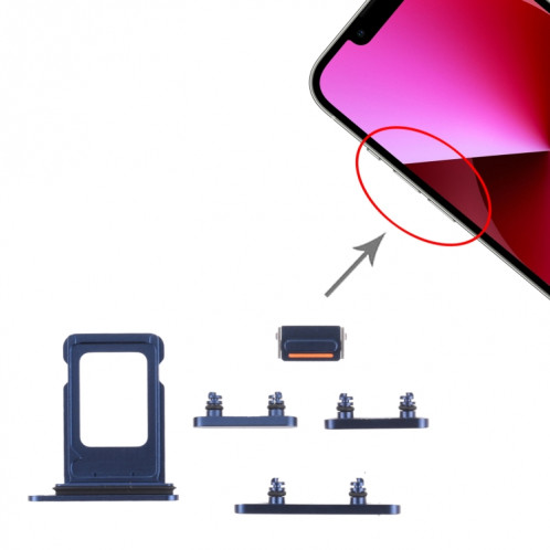 Plateau de carte SIM + plateau de carte SIM + clés latérales pour iPhone 13 (bleu) SH008L806-04