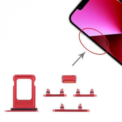 Plateau de carte SIM + plateau de carte SIM + clés latérales pour iPhone 13 (rouge) SH008R408-04