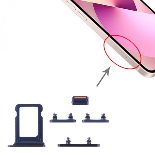 Plateau de carte SIM + clés latérales pour iPhone 13 mini (bleu) SH009L395-04