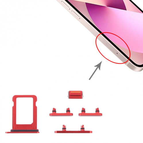 Plateau de carte SIM + clés latérales pour iPhone 13 mini (rouge) SH009R1108-04