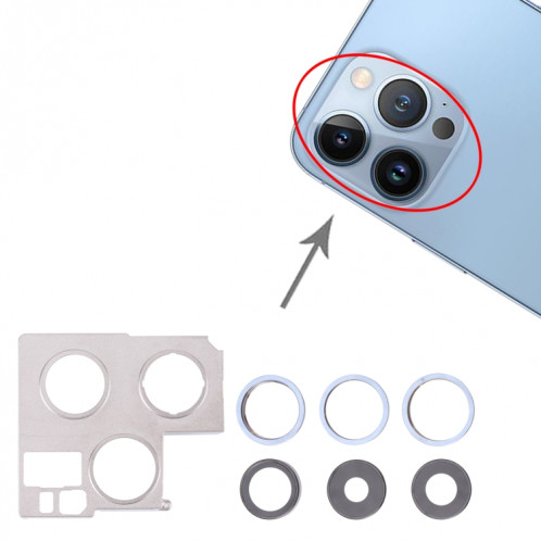 Couverture de la lentille de la caméra avec support de retenue pour iPhone 13 Pro (Sierra Blue) SH14SA1065-05