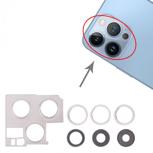 Cache à lentille de la caméra avec support de retenue pour iPhone 13 Pro Max SH015S1842-05