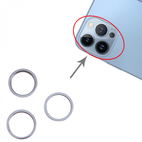 3 PCS Caméra arrière Verre Verre Métal PROTECTEUR DE PROTECTEUR DE VERTÉ POUR IPHONE 13 PRO (Bleu) SH102L55-04