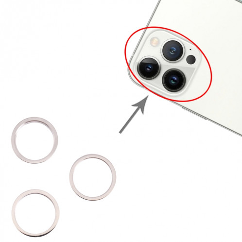 3 PCS Caméra arrière Verre Verre Métal Nettoyant Hoop Bague pour iPhone 13 Pro (Blanc) SH102W1120-04