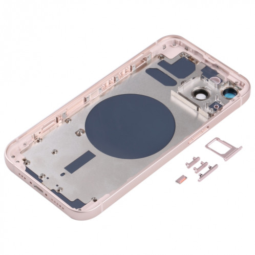 Housse de boîtier arrière avec plateau de carte SIM et lentille de caméra pour iPhone 13 (rose) SH31FL1982-06