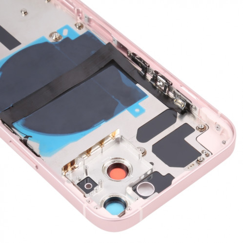 Coque arrière de batterie pour iPhone 13 avec touches latérales et plateau de carte et câble flexible d'alimentation + volume et module de charge sans fil (rose) SH38FL862-07