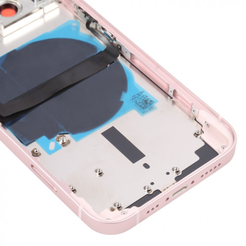 Coque arrière de batterie pour iPhone 13 avec touches latérales et plateau de carte et câble flexible d'alimentation + volume et module de charge sans fil (rose) SH38FL862-07