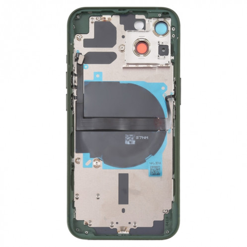 Coque arrière de batterie pour iPhone 13 avec touches latérales et plateau de carte et câble flexible d'alimentation + volume et module de charge sans fil (vert) SH38GL28-07