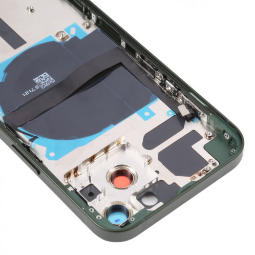 Coque arrière de batterie pour iPhone 13 avec touches latérales et plateau de carte et câble flexible d'alimentation + volume et module de charge sans fil (vert) SH38GL28-07