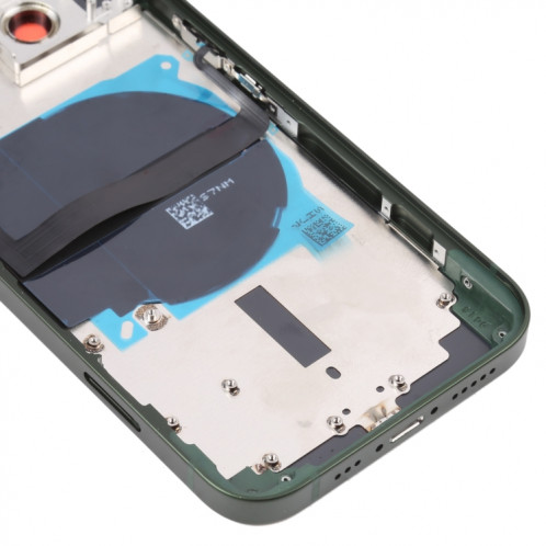 Coque arrière de batterie pour iPhone 13 avec touches latérales et plateau de carte et câble flexible d'alimentation + volume et module de charge sans fil (vert) SH38GL28-07