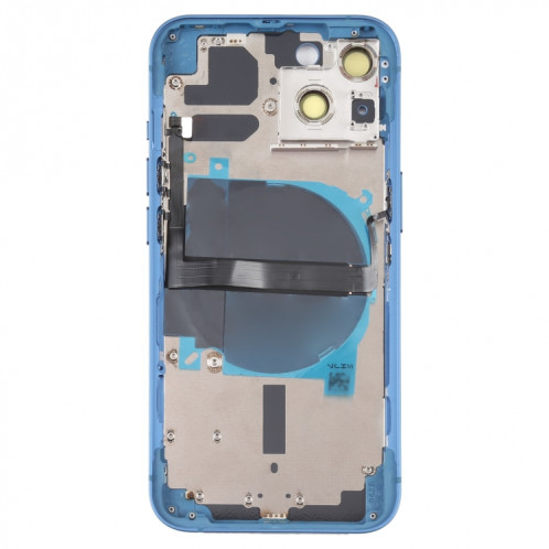 Coque arrière de batterie pour iPhone 13 avec touches latérales et plateau de carte et câble flexible d'alimentation + volume et module de charge sans fil (bleu) SH38LL1753-07