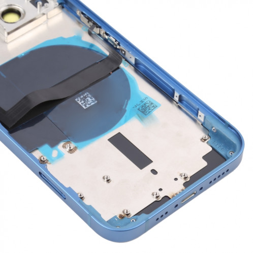 Coque arrière de batterie pour iPhone 13 avec touches latérales et plateau de carte et câble flexible d'alimentation + volume et module de charge sans fil (bleu) SH38LL1753-07