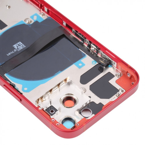 Coque arrière de batterie pour iPhone 13 avec touches latérales et plateau de carte et câble flexible d'alimentation + volume et module de charge sans fil (rouge) SH38RL113-07