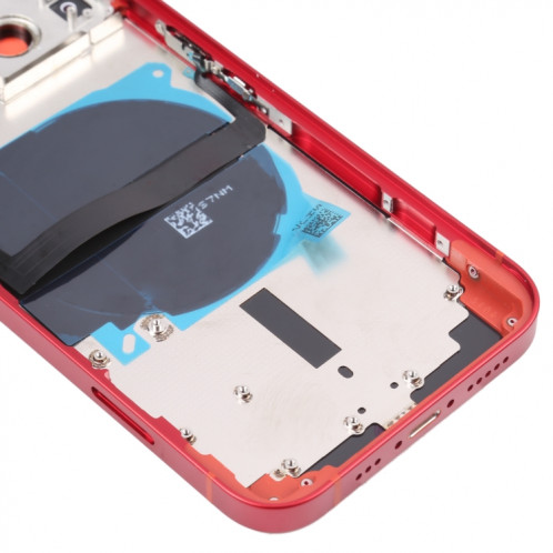 Coque arrière de batterie pour iPhone 13 avec touches latérales et plateau de carte et câble flexible d'alimentation + volume et module de charge sans fil (rouge) SH38RL113-07