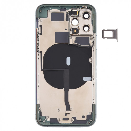 Couvercle arrière de la batterie (avec touches latérales et plateau de carte et câble d'alimentation + volume flexible et module de charge sans fil) pour iPhone 11 Pro (vert) SH33GL1868-07