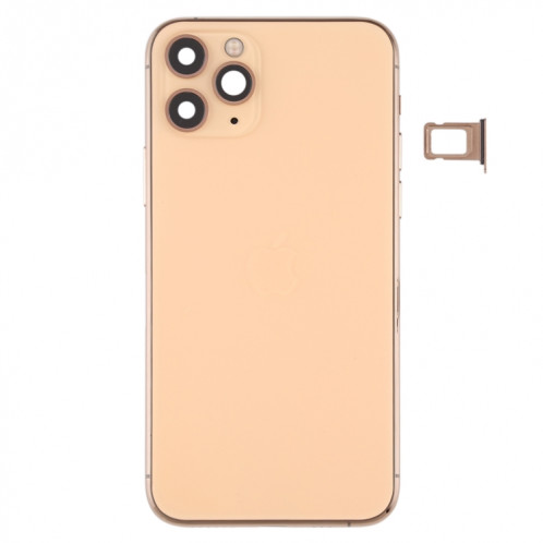 Couvercle arrière de la batterie (avec touches latérales et plateau de carte et câble d'alimentation + volume flexible et module de charge sans fil) pour iPhone 11 Pro (or) SH33JL181-07