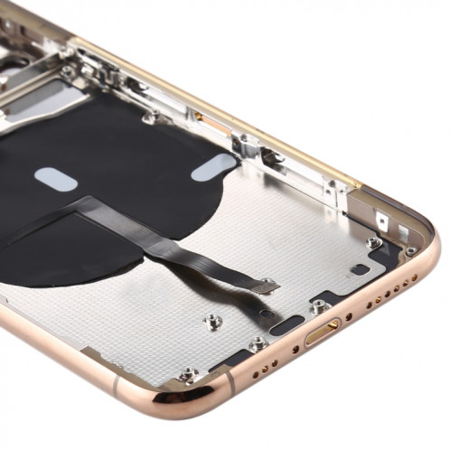 Couvercle arrière de la batterie (avec touches latérales et plateau de carte et câble d'alimentation + volume flexible et module de charge sans fil) pour iPhone 11 Pro (or) SH33JL181-07