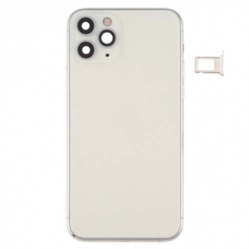 Couvercle arrière de la batterie (avec touches latérales et plateau de carte et câble d'alimentation + volume flexible et module de charge sans fil) pour iPhone 11 Pro (argent) SH33SL694-07