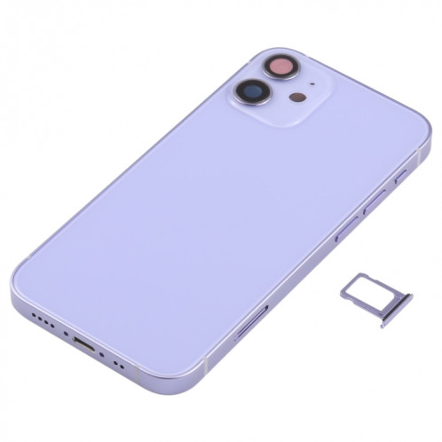 Couverture arrière de la batterie (avec touches latérales et plateau de carte et puissance + volume de câble Flex et module de charge sans fil) pour iPhone 12 mini SH50PL370-06