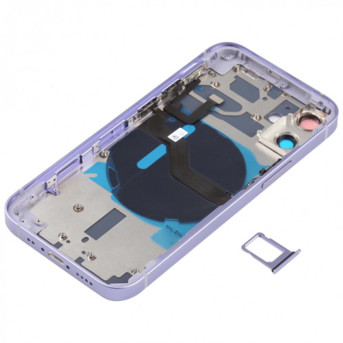 Couverture arrière de la batterie (avec touches latérales et plateau de carte et puissance + volume de câble Flex et module de charge sans fil) pour iPhone 12 mini SH50PL370-06
