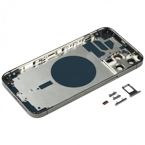 Housse de boîtier arrière avec plateau de carte SIM et clés de latération et objectif de caméra pour iPhone 12 Pro Max (Noir) SH35BL1401-06
