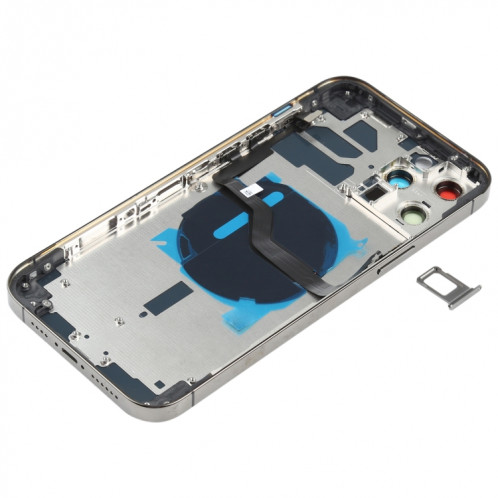 Couverture arrière de la batterie (avec touches latérales et plateau de carte et puissance + volume Flex Câble et module de chargement sans fil) pour iPhone 12 Pro Max (Noir) SH36BL303-06