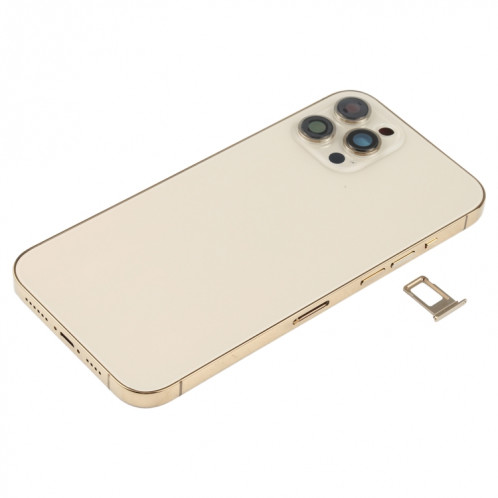 Couverture arrière de la batterie (avec touches latérales et plateau de carte et puissance + volume Flex Câble et module de chargement sans fil) pour iPhone 12 Pro Max (Or) SH36JL1652-06