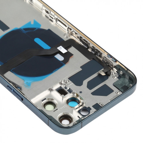 Couvercle arrière de la batterie (avec touches latérales et plateau de carte et puissance + Volume Flex Câble et module de chargement sans fil) pour iPhone 12 Pro Max (Bleu) SH36LL1789-06