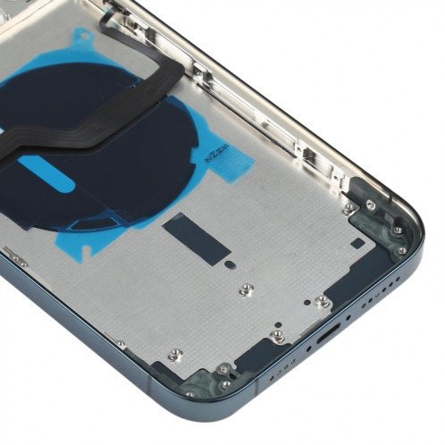 Couvercle arrière de la batterie (avec touches latérales et plateau de carte et puissance + Volume Flex Câble et module de chargement sans fil) pour iPhone 12 Pro Max (Bleu) SH36LL1789-06