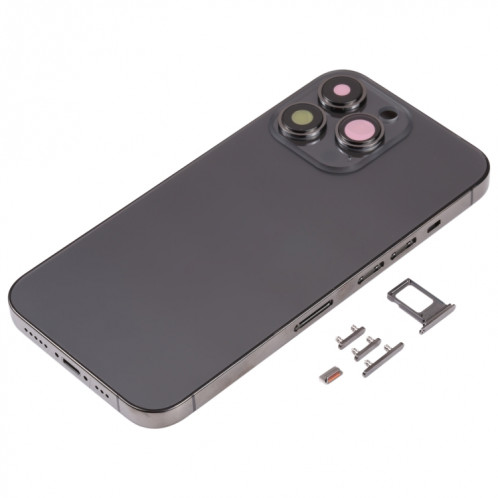 Housse de boîtier arrière avec plateau de carte SIM et lentille de caméra pour iPhone 13 Pro (Noir) SH02BL844-06