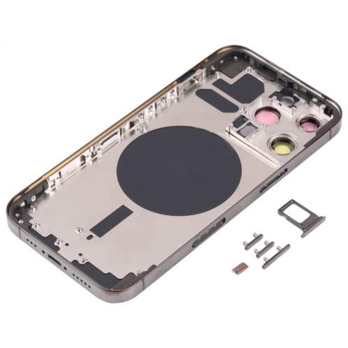 Housse de boîtier arrière avec plateau de carte SIM et lentille de caméra pour iPhone 13 Pro (Noir) SH02BL844-06