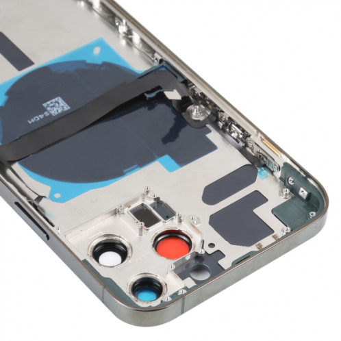Coque arrière de batterie pour iPhone 13 Pro Max avec touches latérales et plateau de carte et câble flexible d'alimentation + volume et module de charge sans fil (vert) SH13GL734-07