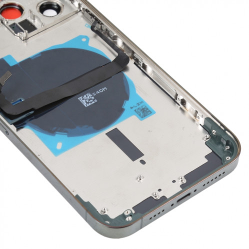 Coque arrière de batterie pour iPhone 13 Pro Max avec touches latérales et plateau de carte et câble flexible d'alimentation + volume et module de charge sans fil (vert) SH13GL734-07