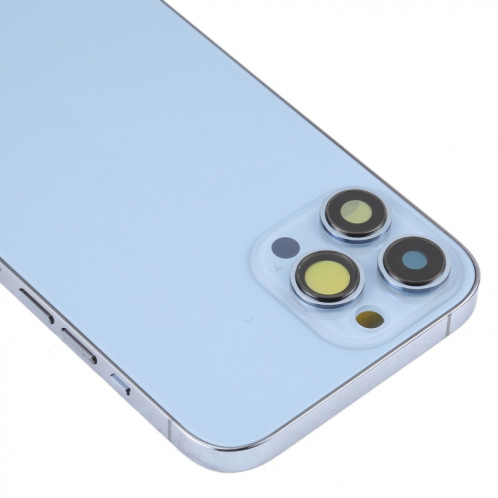 Coque arrière de batterie pour iPhone 13 Pro Max avec touches latérales et plateau de carte et câble flexible d'alimentation + volume et module de charge sans fil (bleu) SH13LL465-07