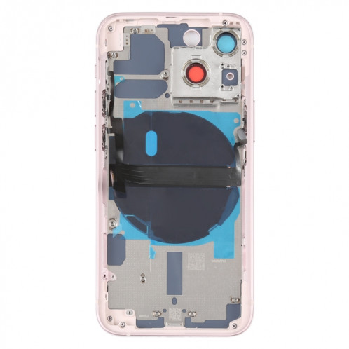 Coque arrière de batterie pour iPhone 13 mini avec touches latérales et plateau de carte et câble flexible d'alimentation + volume et module de charge sans fil (rose) SH14FL1570-07