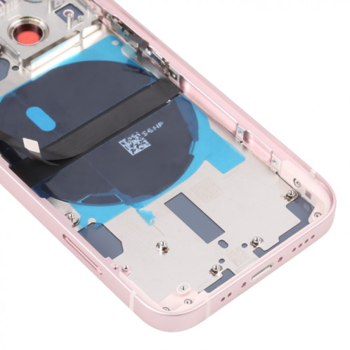 Coque arrière de batterie pour iPhone 13 mini avec touches latérales et plateau de carte et câble flexible d'alimentation + volume et module de charge sans fil (rose) SH14FL1570-07
