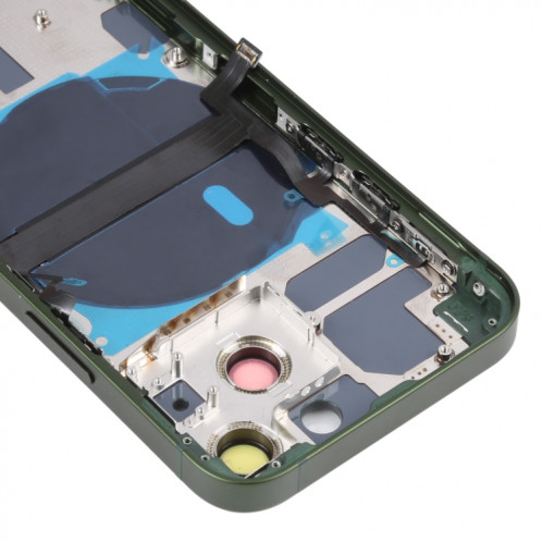 Coque arrière de batterie pour iPhone 13 mini avec touches latérales et plateau de carte et câble flexible d'alimentation + volume et module de charge sans fil (vert) SH14GL484-07