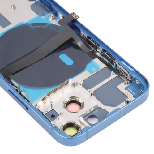 Coque arrière de batterie pour iPhone 13 mini avec touches latérales et plateau de carte et câble flexible d'alimentation + volume et module de charge sans fil (bleu) SH14LL595-07