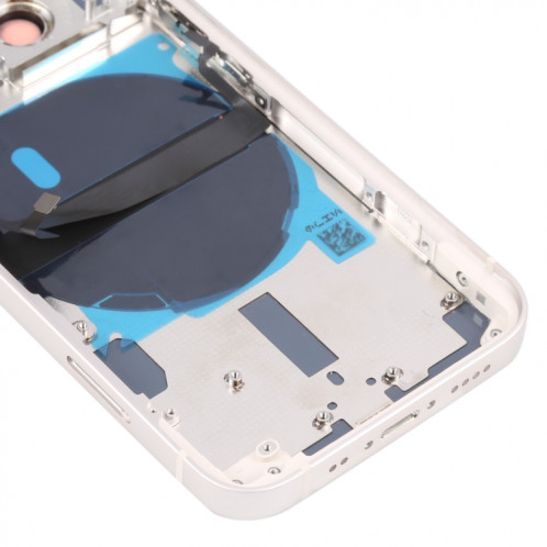 Coque arrière de batterie pour iPhone 13 mini avec touches latérales et plateau de carte et câble flexible d'alimentation + volume et module de charge sans fil (blanc) SH14WL673-07