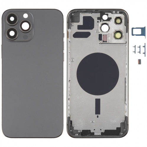 Coque arrière avec plateau pour carte SIM, touches latérales et objectif de l'appareil photo pour iPhone 13 Pro Max (noir) SH02BL1569-06