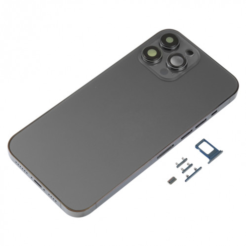 Coque arrière avec plateau pour carte SIM, touches latérales et objectif de l'appareil photo pour iPhone 13 Pro Max (noir) SH02BL1569-06