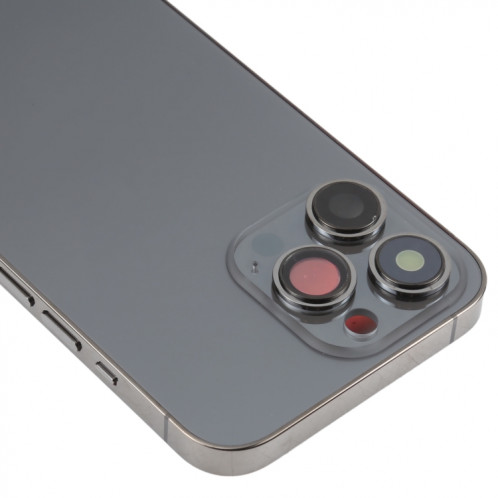 Coque arrière de batterie pour iPhone 13 Pro avec touches latérales et plateau de carte et câble flexible d'alimentation + volume et module de charge sans fil (noir) SH08BL1687-07