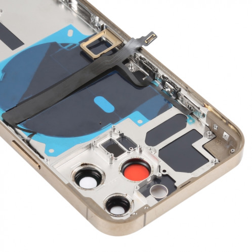 Coque arrière de batterie pour iPhone 13 Pro avec touches latérales et plateau de carte et câble flexible d'alimentation + volume et module de charge sans fil (doré) SH08JL1356-07
