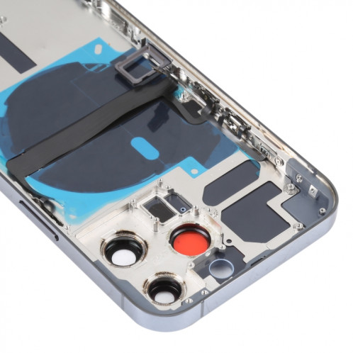 Coque arrière de batterie pour iPhone 13 Pro avec touches latérales et plateau de carte et câble flexible d'alimentation + volume et module de charge sans fil (bleu) SH08LL1522-07